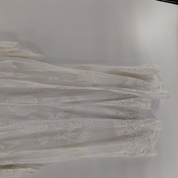 Now N Forever Lace Mesh Open Duster White OS Long Kimono Swim Cover - Picture 3 of 7
